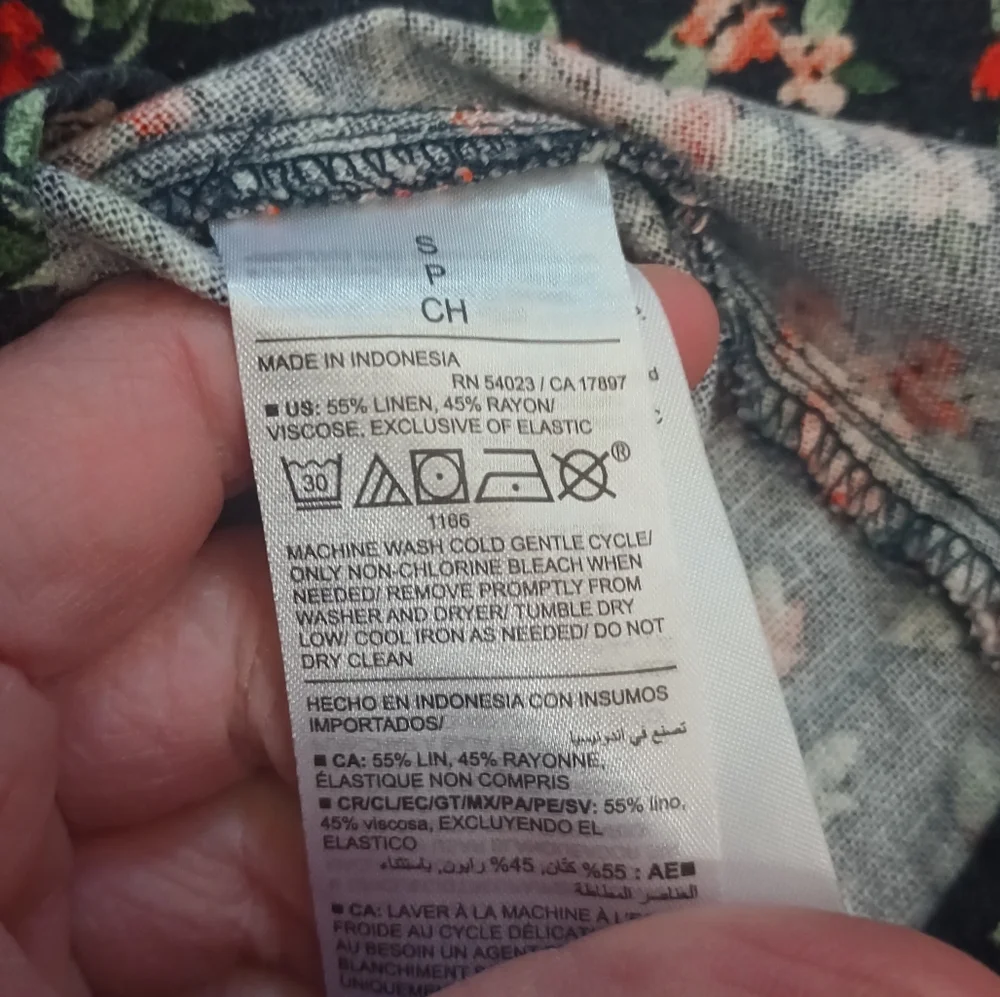 Old Navy Linen Mini Dress Small Ditsy Floral Smocked Cottage Preppy Americana - Picture 12 of 16